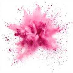 Explosive Pink Colored Powder Burst Isolated on a Clean White Background
