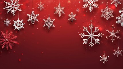 Abstract Modern Red Christmas Background | Festive Red Holiday Lights & Snowflakes
