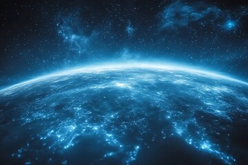 Fototapeta premium Earth from Space at Night with City Lights and Stars