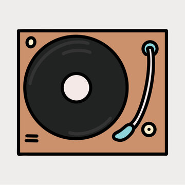 Pastel Turntable Record Music Player Vector Illustration