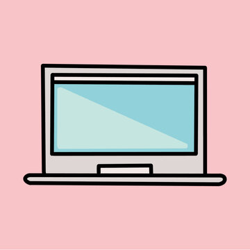 Pastel Open Computer Laptop Vector Illustration