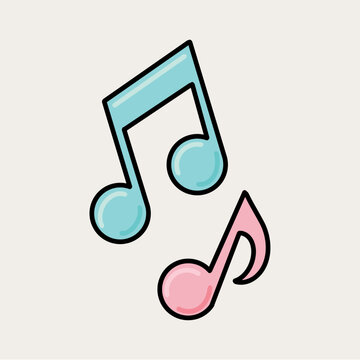 Pastel Music Notes Vector Illustration