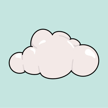 Icon of a 3D Glossy Vector Style Cloud Floating Horizontally on Light Blue Sky Background