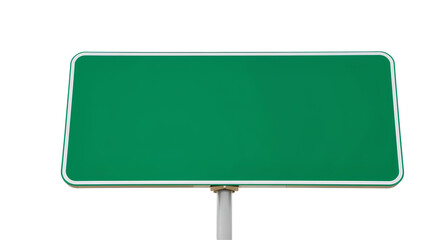 Photo of green sign board with metal pole isolated on transparent background.png
