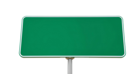 Photo of green sign board with metal pole isolated on transparent background.png