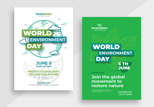World Environment Day Flyer Template with Modern Green and White Design
