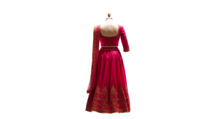 Photo of women lehenga choli dress backside isolated on transparent background.png