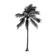Tall palm tree standing alone on a Transparent background, symbolizing tropical tranquility and relaxation, Palm tree isolated PNG background