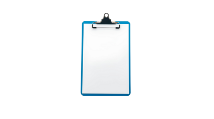 Photo of clipboard with white paper isolated on transparent background.png