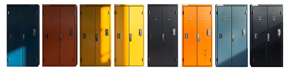 Gym locker isolated on transparent background, Set of
