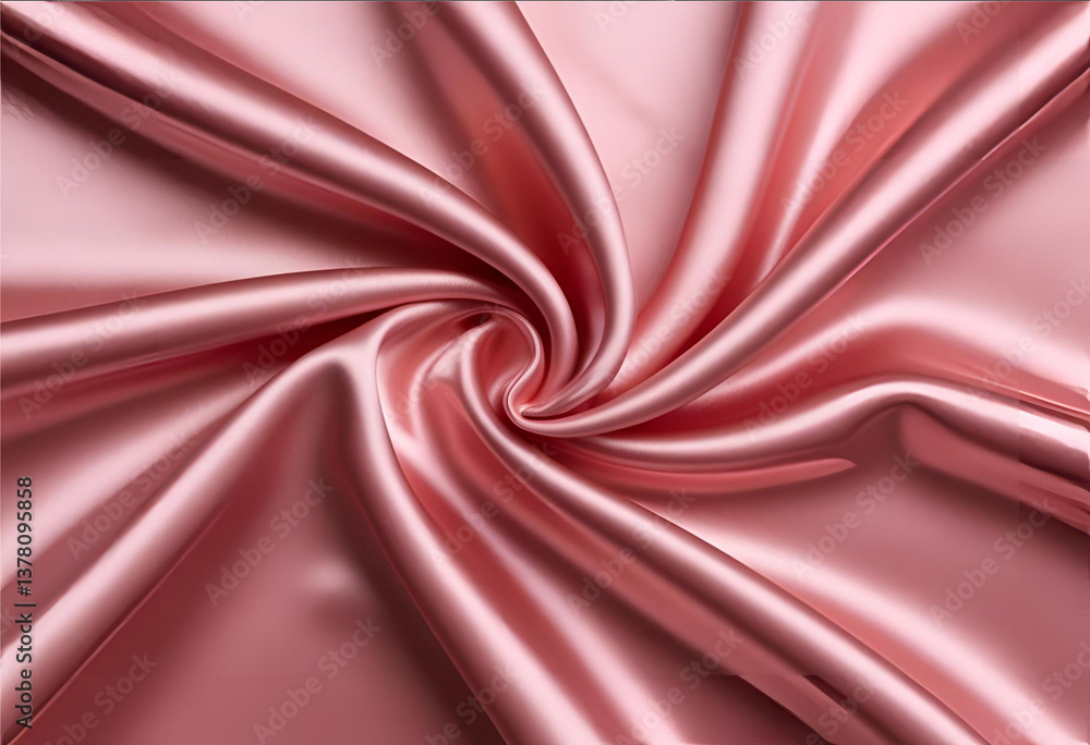 Poster rose-colored swirls: a close-up shot captures the soft folds and lustrous sheen of rose-colored sati