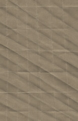 Obraz premium High-resolution image of folded brown paper with a diagonal and grid-like crease pattern. The natural kraft paper texture is visibly aged and rough.