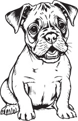 Boxer puppy. Hand drawn vector illustration