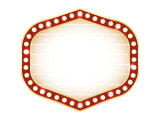 Retro Signboard, Gold and Red Frame, Lightbox, Light Banner, Vintage Bright Billboard For Advertising