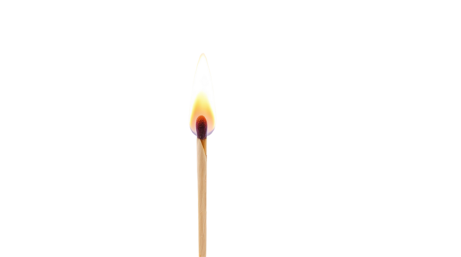 Photo of single matchstick isolated on transparent background.png