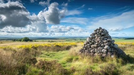 Culloden Memorial Cairn - The Battlefield Remembrance of 1746 Fight for Freedom