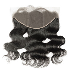body wavy black human hair weaves lace frontal