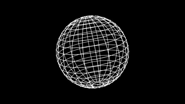 Big data neural network wireframe mesh sphere with dot and lines. Analysis of information. Visual data infographics design. Science technology. Digital Data Available in 4K video render footage.