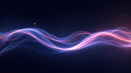 This is a digital artwork depicting abstract wave-like forms transitioning into a blurred state at the bottom edge, suggesting movement or connectivity in a futuristic, technological setting.
