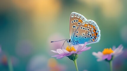 Obraz premium A beautiful butterfly is perched on a vibrant pink flower