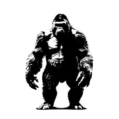 Fototapeta premium Dominant Gorilla Silhouette: A powerful gorilla silhouette, set against the backdrop of a neutral canvas, embodying strength and majesty.