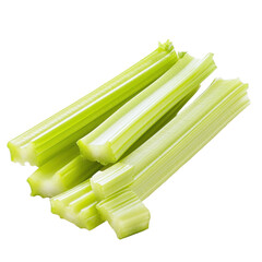 Fresh cut celery sticks isolated on a Transparent background showcasing vibrant color and crisp texture, Cut celery sticksisolated on PNG background