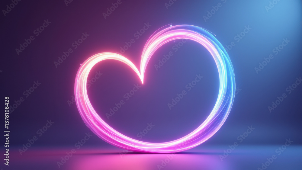 Poster a dynamic heart symbol composed of glowing lines on a dark background.