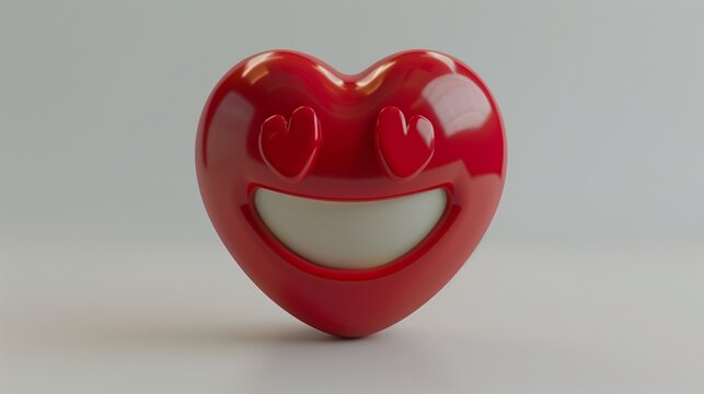 A heart-eyes emoji with a big smile and two red hearts instead of eyes, clearly outlined on a white background.