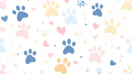 Pastel Paw Prints and Hearts Pattern of excellence in splendor beyond compare with grace in style