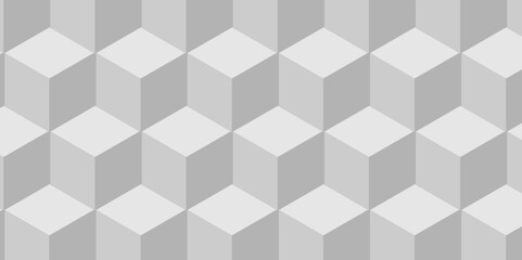 Abstract minimal structure white block box cube seamless pattern grid vintage surface triangle web monochrome square texture white overlap cubic background.	
