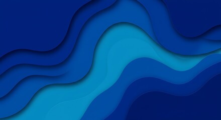 Fototapeta premium Abstract Blue Layered Paper Cut Waves Modern Background Illustration