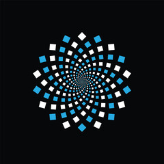 Two color Square Repeated Fibonacci Spiral pattern