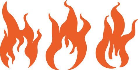 colored flame set in hand drawn style in vector. Element for design advertisement mail posts poster print postcard banner