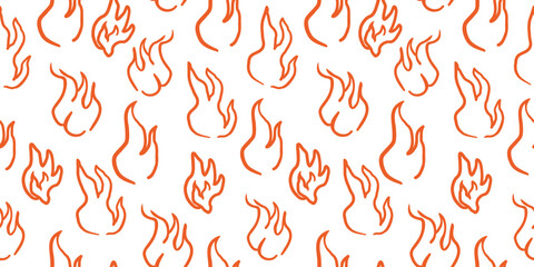 Seamless pattern with flame in hand drawn style. Element for decoration design mail posts postcards poster print invitation background backdrop wrapping wallpaper banner textile