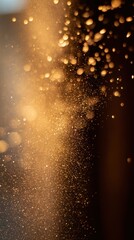 Obraz premium Golden Dust Particles Floating in Dark Light