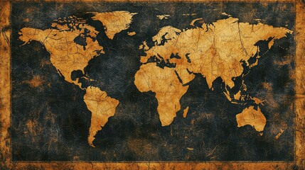 A stained parchment world map designed like a secret societyâ€™s hidden treasure.