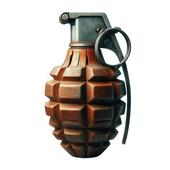 A partially obscured image of a green military hand grenade. transparent background
