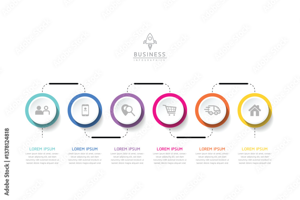 Poster vector business presentation connecting steps infographic template