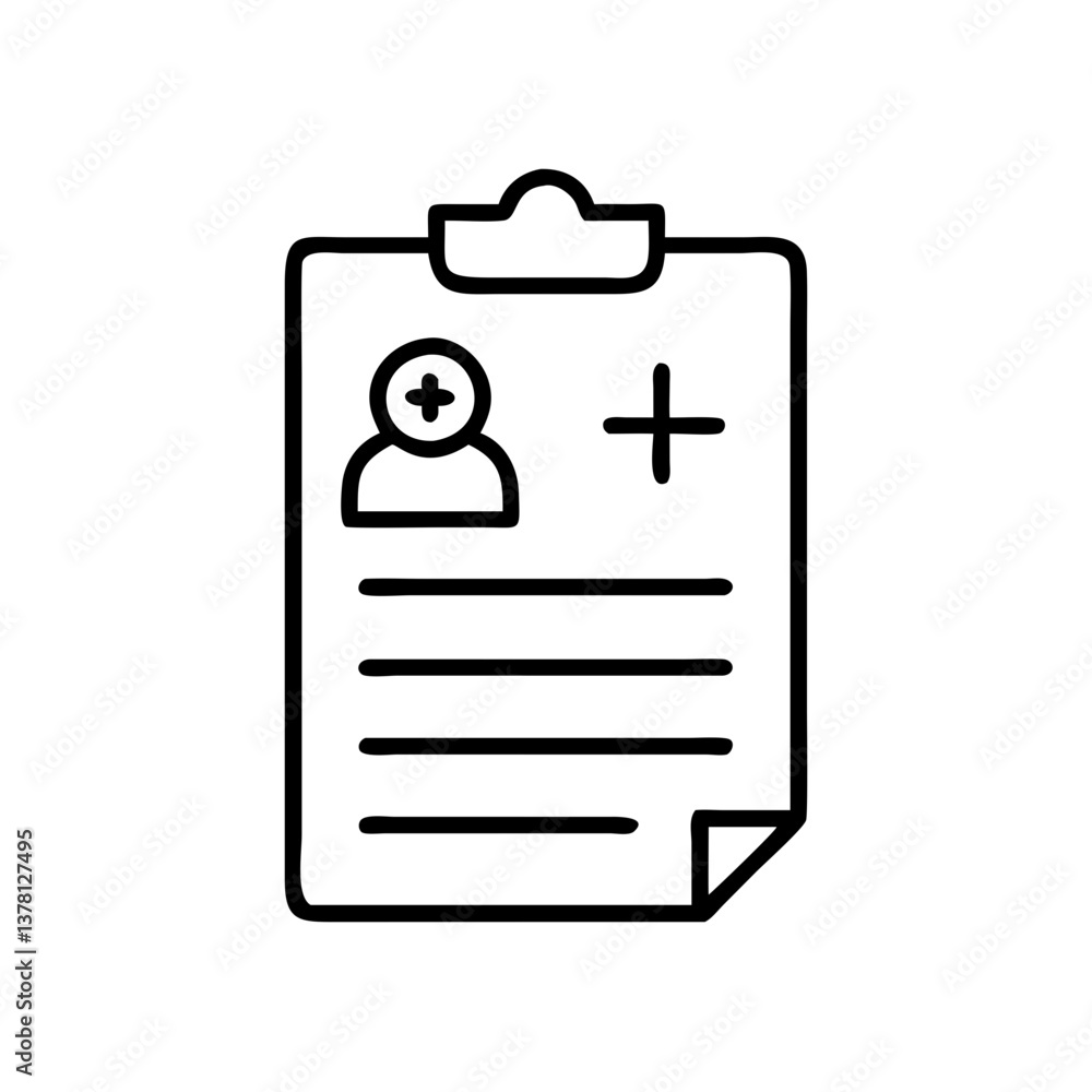 Poster clipboard with user profile outline and empty fields