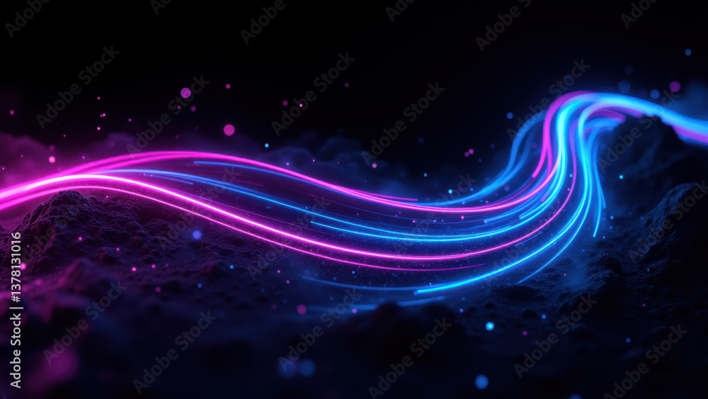 Aufkleber a mesmerizing visual abstract with flowing light effects on a dark background.