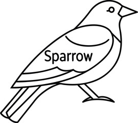 Sparrow Bird Icon Outline Style on Transparent Background