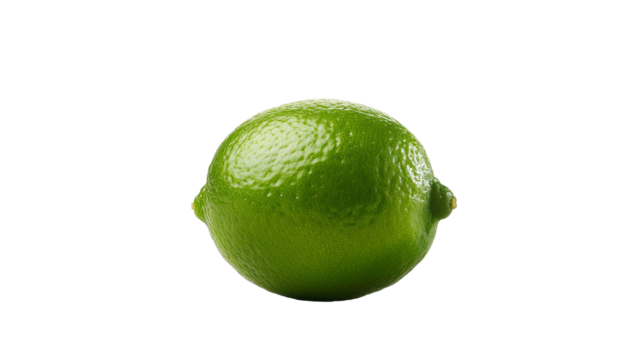 Fresh green lime rotating on transparent background