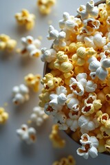 Tasty Popcorn Close-Up – Irresistible & Crunchy | Perfectly Popped Popcorn – Top View Delight