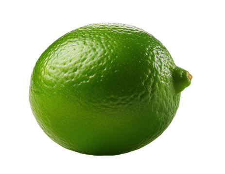 Fresh green lime rotating on transparent background