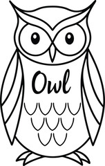 Owl Outline Illustration, Cartoon Drawing, Feathered Bird, Transparent Background
