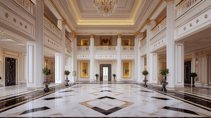 Fototapeta premium Opulent mansion interior design showcase luxury home gigapixel quality elegant space high ceilings architectural beauty