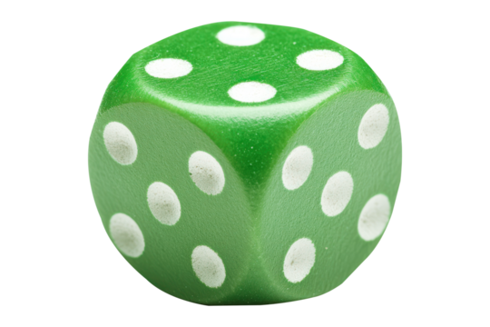 A Realistic Illustration of a Green board Dice game counter isolated on white background