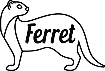Simple Line Art Ferret with Transparent Background, Minimalist Design
