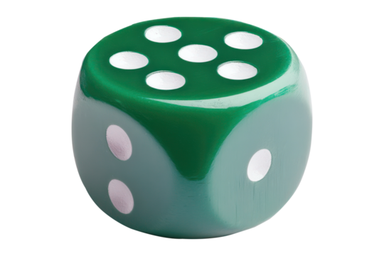 A Realistic Illustration of a Green board Dice game counter isolated on white background