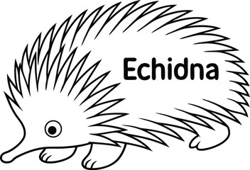 Cartoon Echidna on Transparent Background